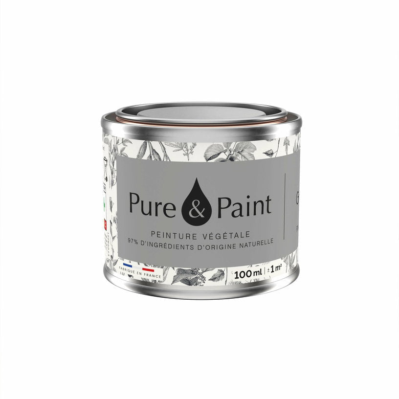 Peinture végétale velouté Gris fumé 100ML - Pure & Paint - The Cool Republic