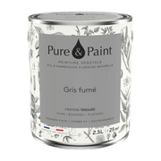 Peinture végétale velouté Gris fumé 2,5L - Pure & Paint - The Cool Republic