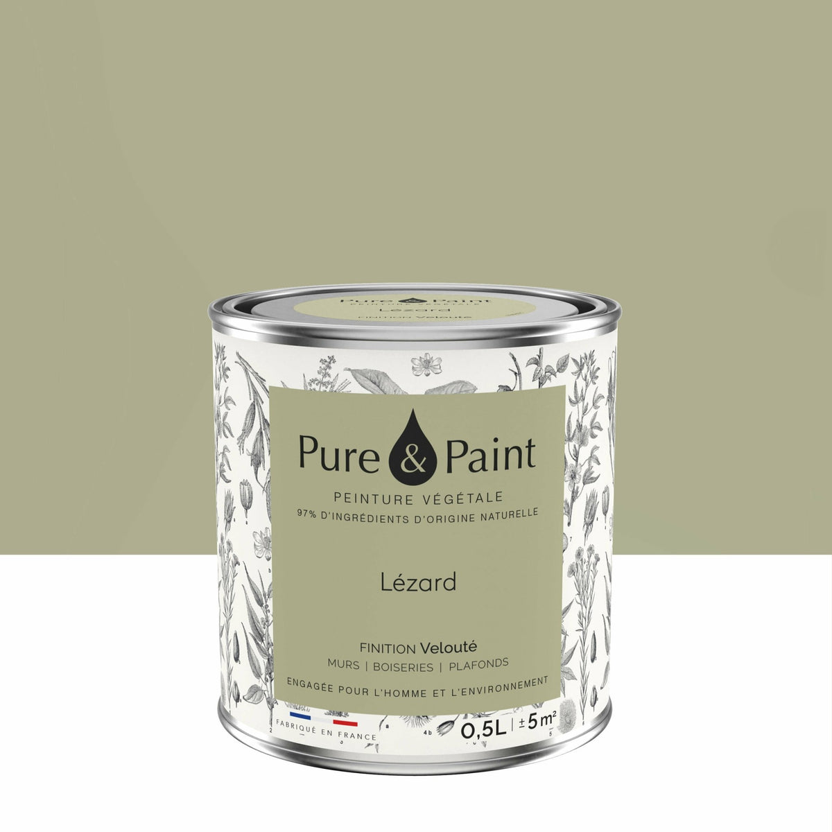 Peinture végétale velouté Lézard 0,5L - Pure & Paint - The Cool Republic