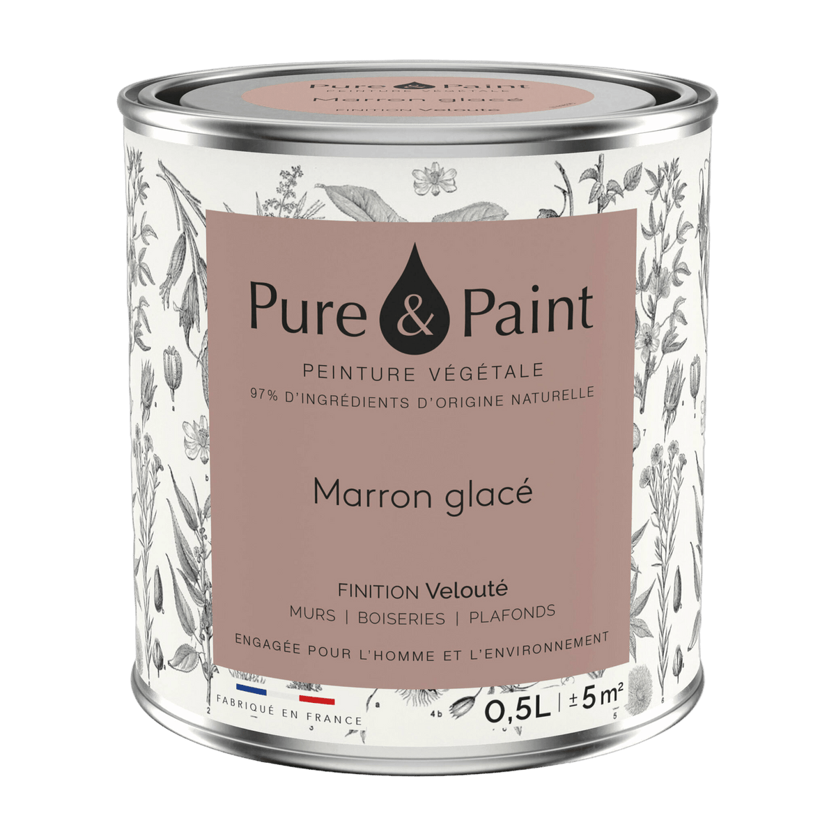 Marron glacé velvety vegetable paint 0, 5L - Pure & Paint - The Cool Republic