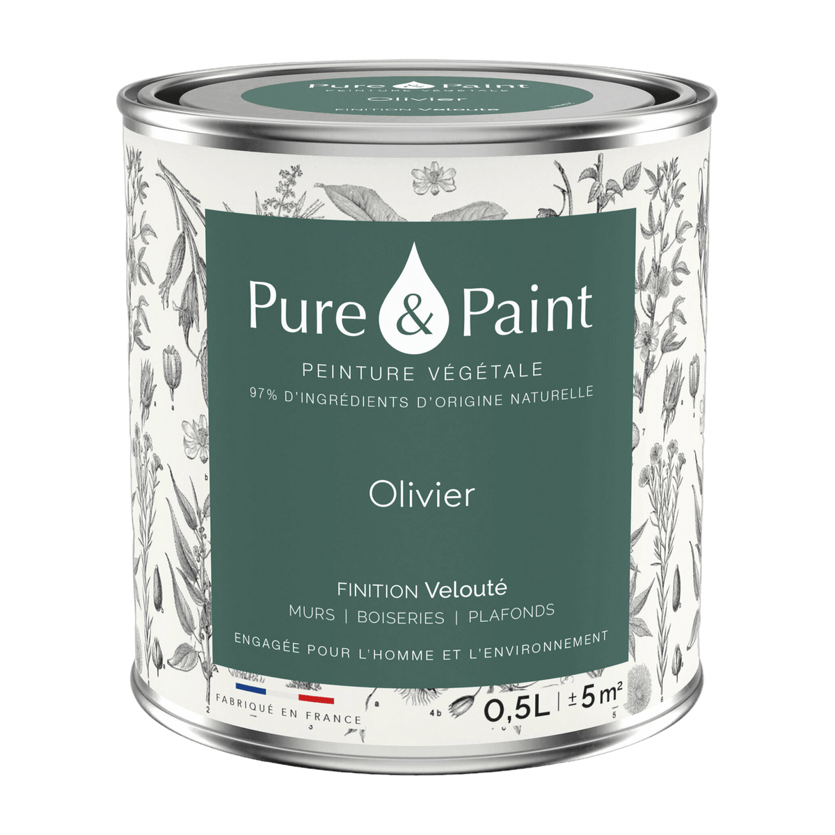 Olive Velvet Plant Paint 0, 5L - Pure & Paint - The Cool Republic