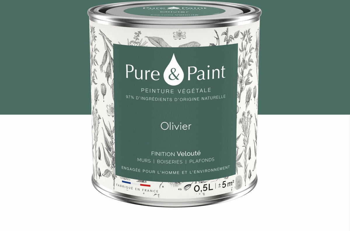 Peinture végétale velouté Olivier 0,5L - Pure & Paint - The Cool Republic