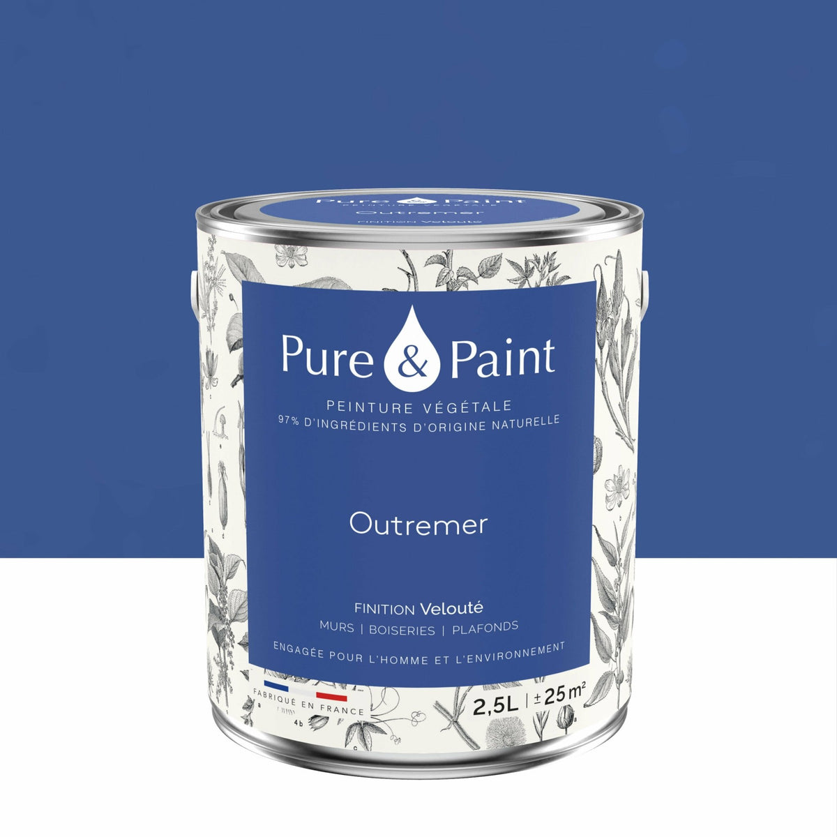 Peinture végétale velouté Outremer 2,5L - Pure & Paint - The Cool Republic