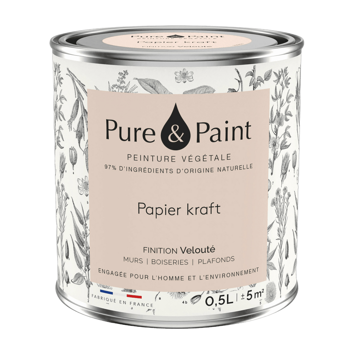 Vegetable velvet paint Kraft paper 0, 5L - Pure & Paint - The Cool Republic