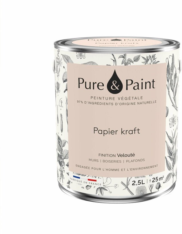Peinture végétale velouté Papier kraft 2,5L - Pure & Paint - The Cool Republic