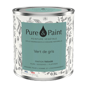 Peinture végétale velouté Vert de gris 0,5L - Pure & Paint - The Cool Republic
