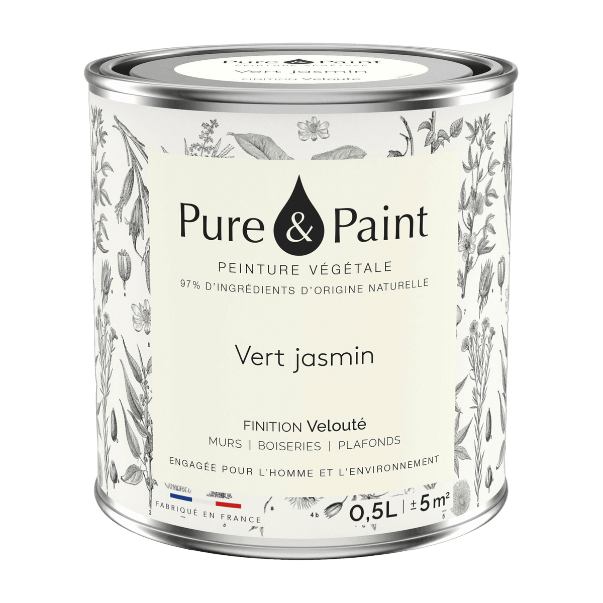 Jasmine Green Velvet Plant Paint 0, 5L Pure & Paint - The Cool Republic