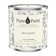 Peinture végétale velouté Vert jasmin 0,5L - Pure & Paint - The Cool Republic