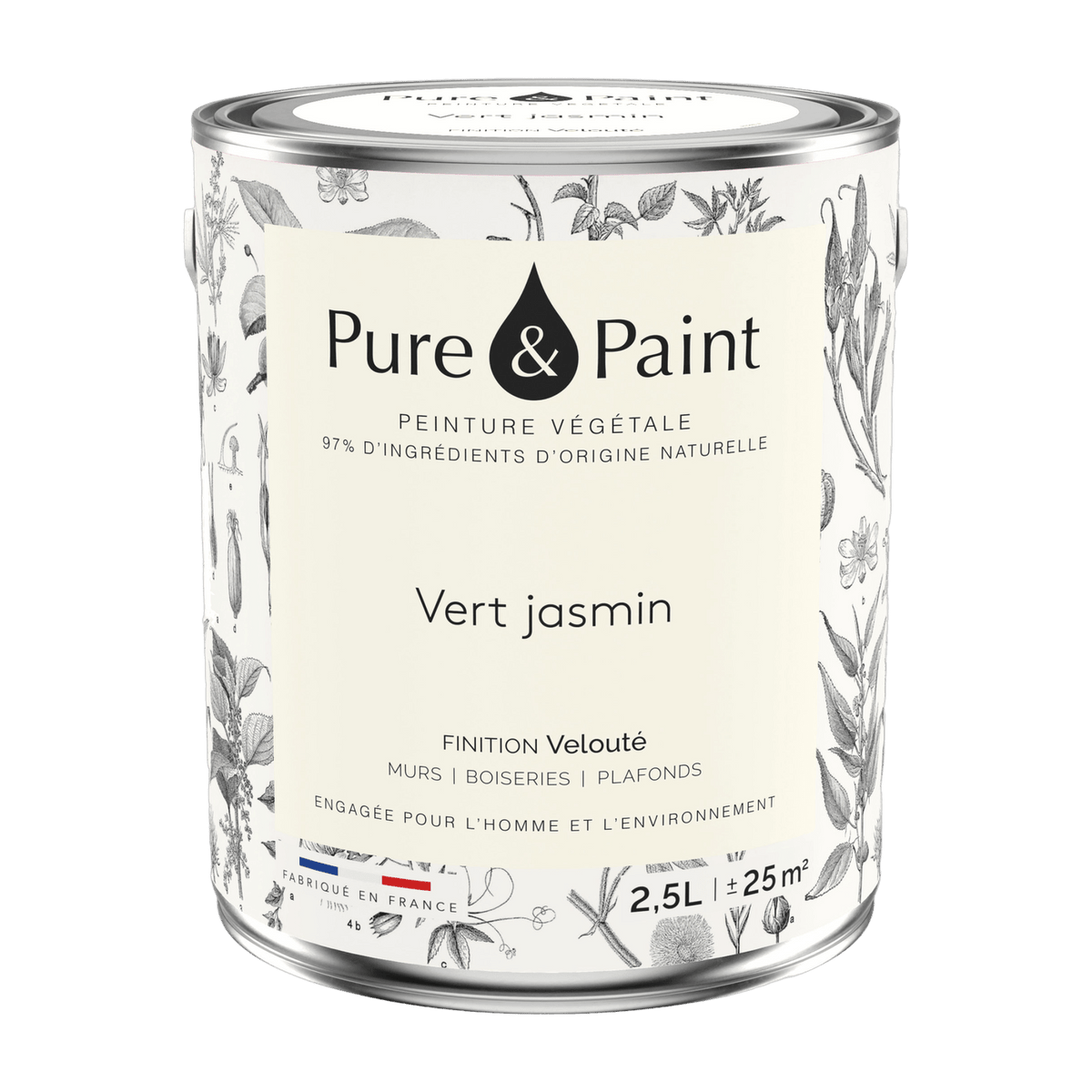Vegetable paint velvety Jasmine Green 2, 5L - Pure & Paint - The Cool Republic
