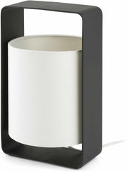 Petit lampe de table en métal noir et tissu blanc 16 x 15 x 27 cm Lula - Faro Barcelona - The Cool Republic