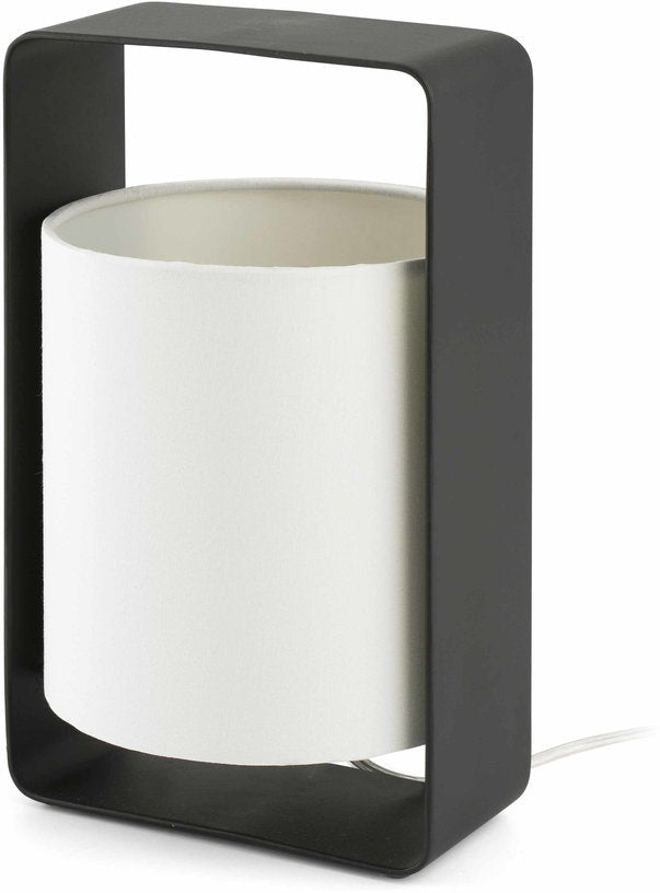 Petit lampe de table en métal noir et tissu blanc 16 x 15 x 27 cm Lula - Faro Barcelona - The Cool Republic