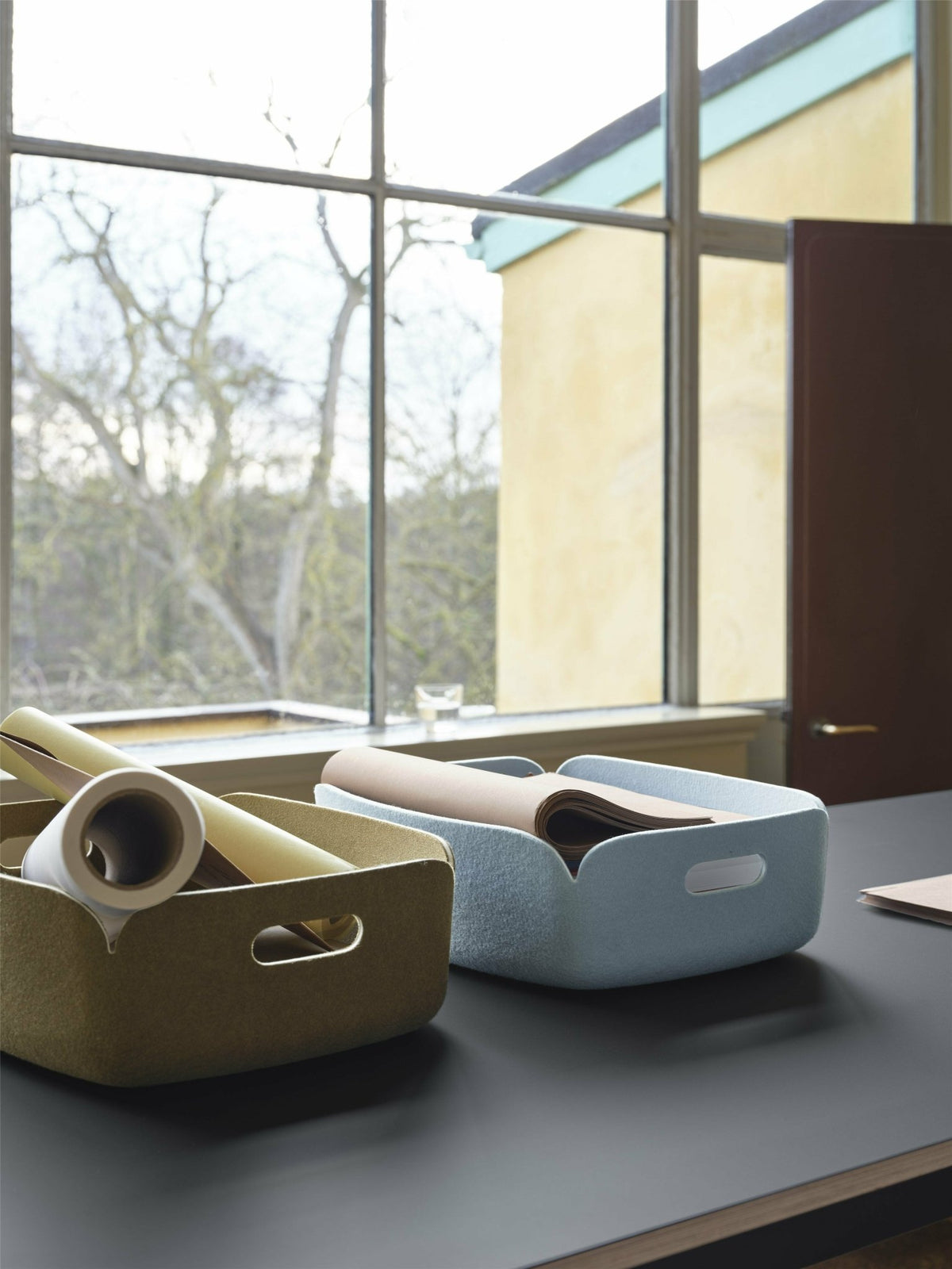 Rectangular recycled storage basket sand Restore - Muuto - The Cool Republic