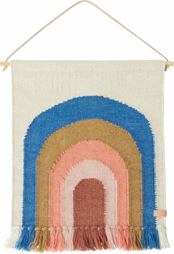 Petit tapis de mur en laine bleu 55x69 cm Rainbow - OYOY - The Cool Republic