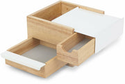 Petite boîte à bijoux en bois naturel et métal blanc Stowit - Umbra - The Cool Republic