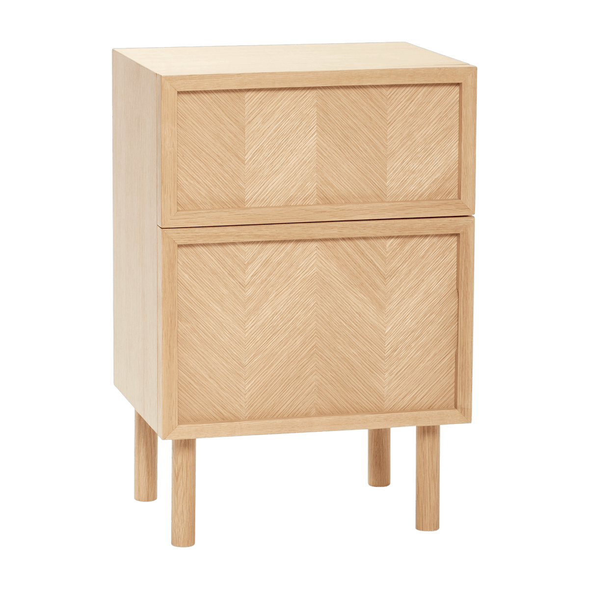 Petite commode en chêne naturel et aux motifs chevron - Hübsch - The Cool Republic