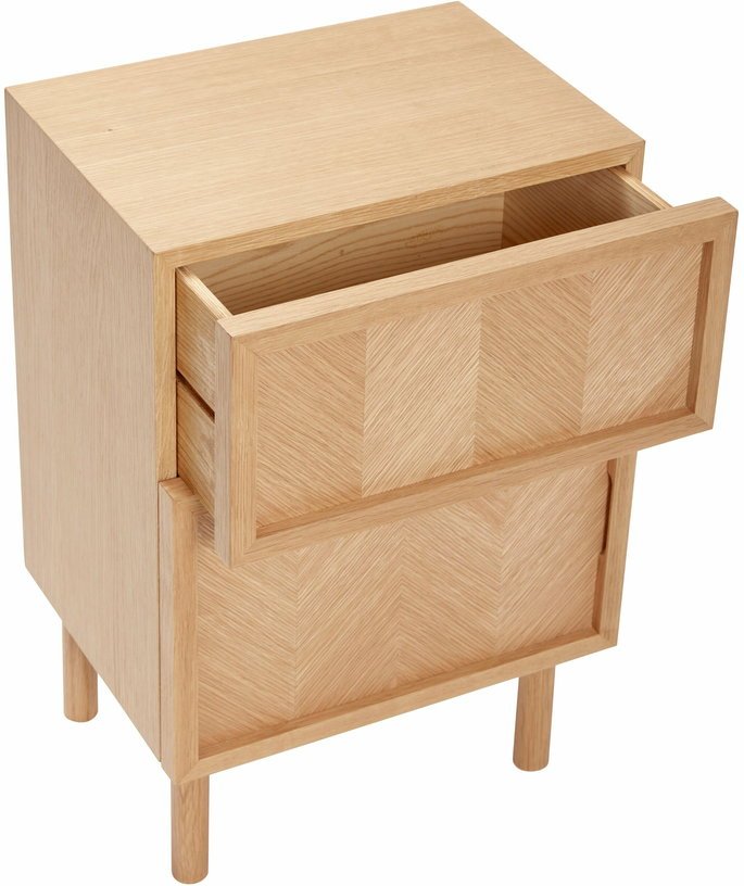 Petite commode en chêne naturel et aux motifs chevron - Hübsch - The Cool Republic