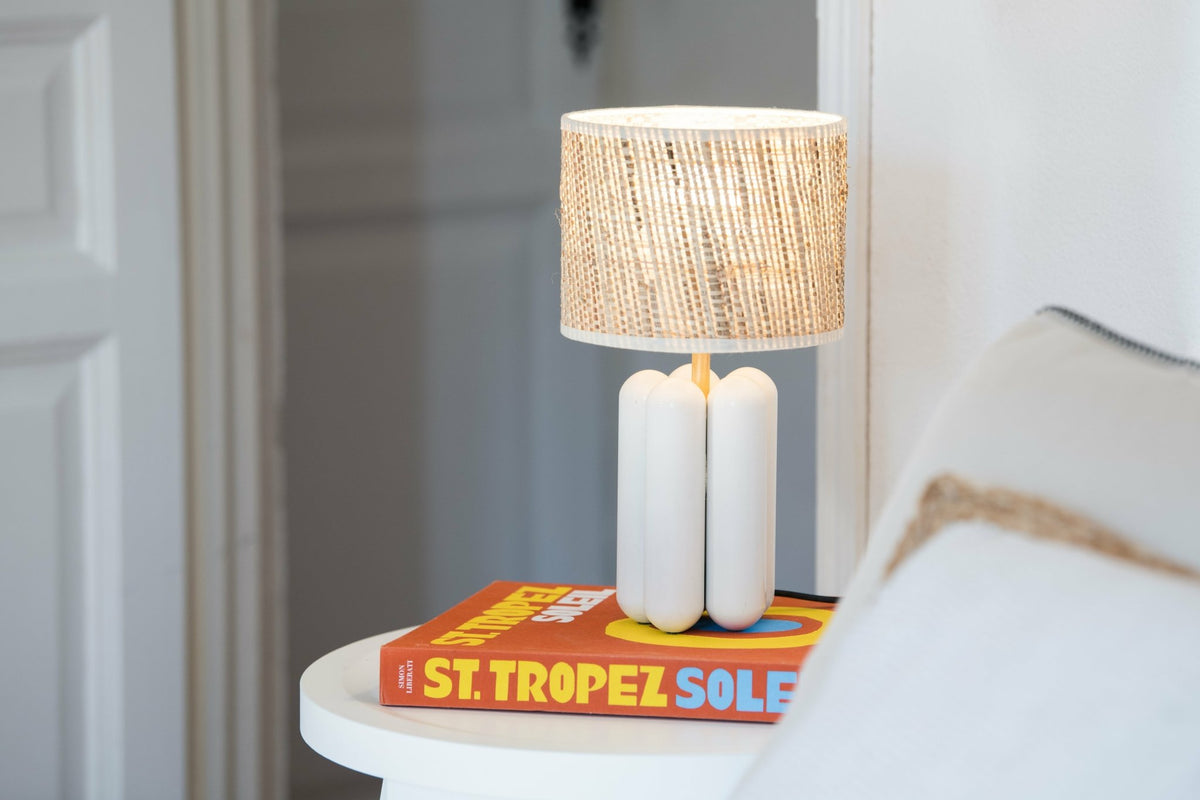 Small lamp in wood and raphia cream Charlotte - Cosin Paris - The Cool Republic