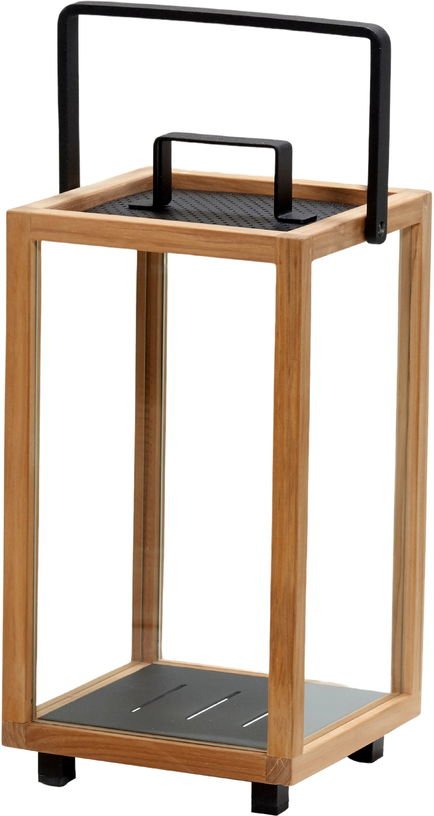 Petite lanterne en teck et aluminium noir Lighthouse - Cane - Line - The Cool Republic