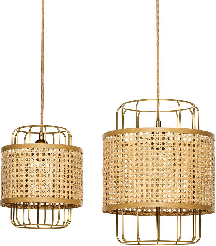 Petite suspension en cannage et structure dorée Piou - piou - Unum - The Cool Republic