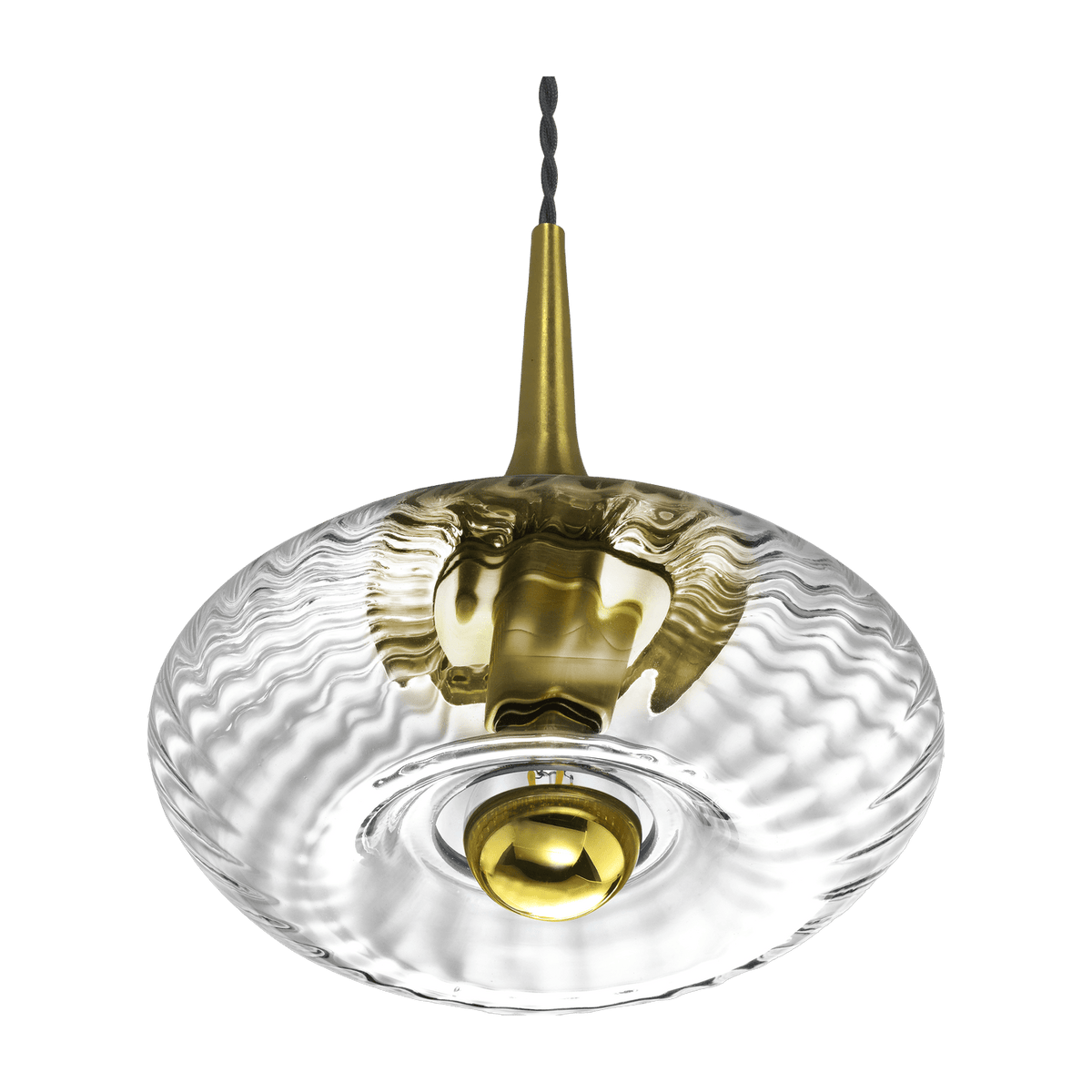 Petite suspension en verre transparent et doré Grace - Elements Lighting - The Cool Republic