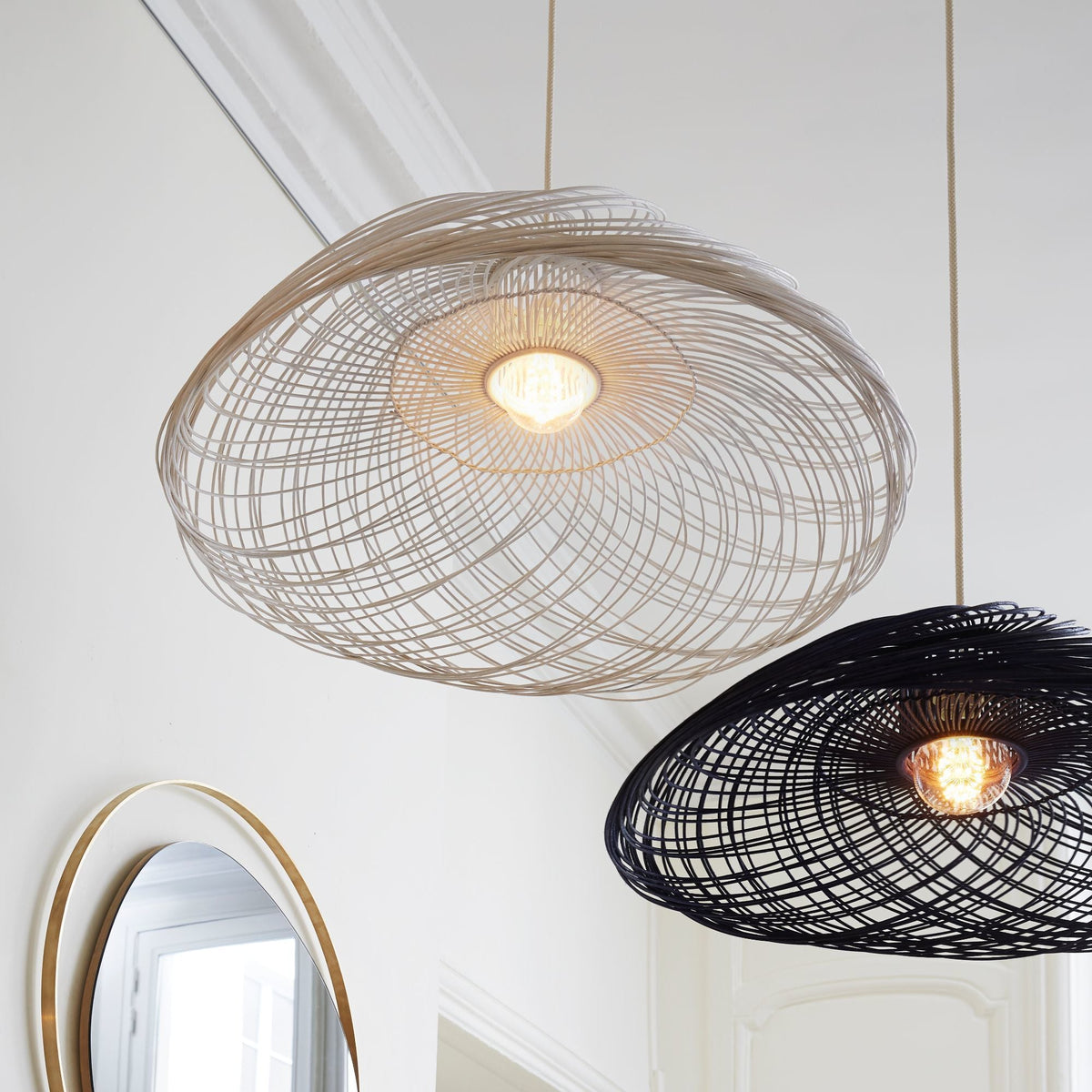 Petite suspension rotin blanche Satelise - Forestier - The Cool Republic