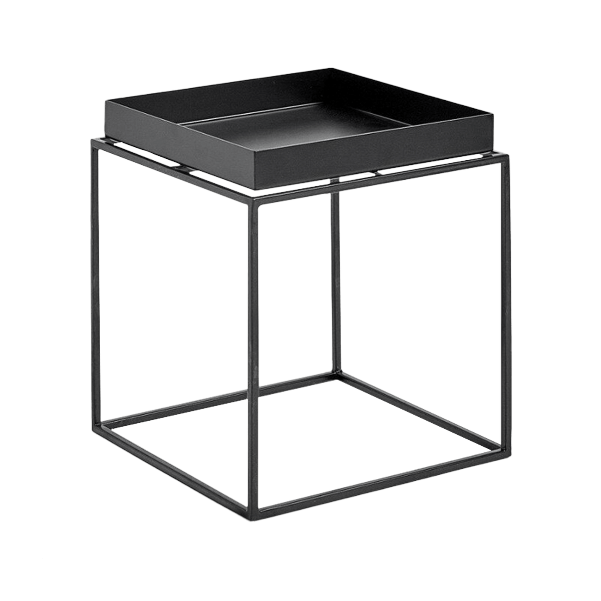 Petite table basse carrée en métal noir 30 x 30 x 34 cm Tray - HAY - The Cool Republic