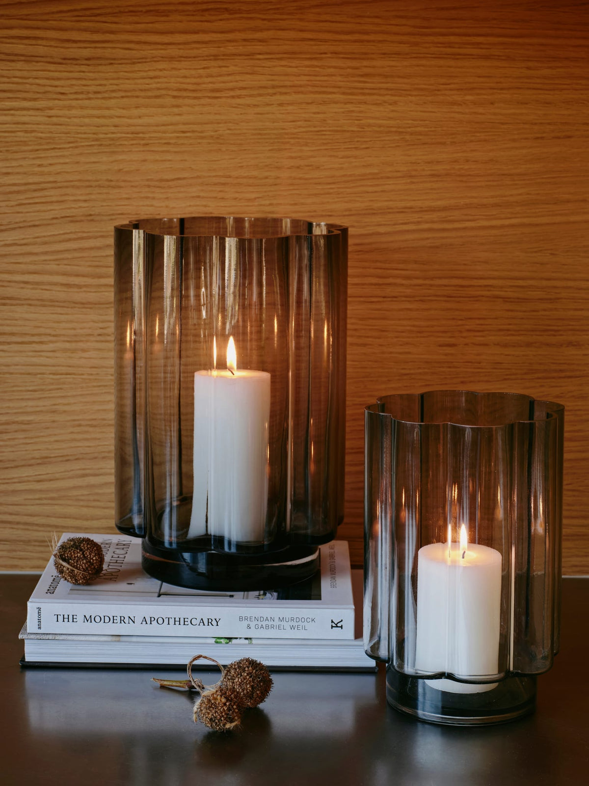 Photophore en verre gris 15x23cm Anya - Broste Copenhagen - The Cool Republic