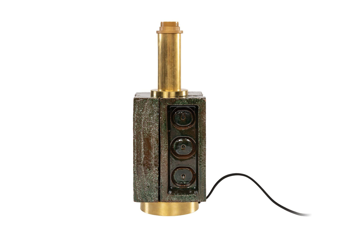 Pied de lampe en terre cuite verte et laiton 15x40cm Brick - Versmissen - The Cool Republic