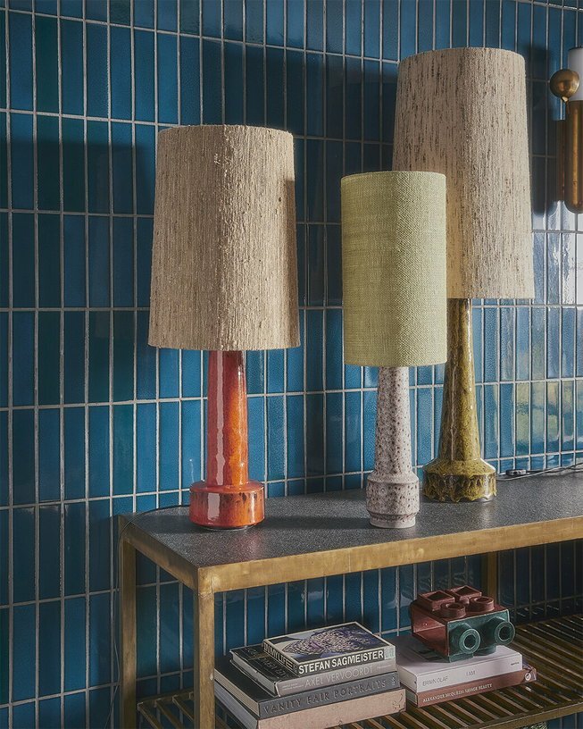 Pied de lampe rétro en grès moutarde - HKliving - The Cool Republic