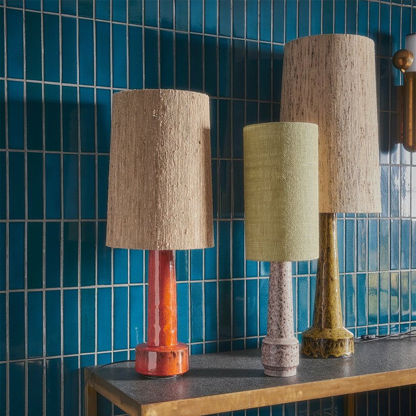Pied de lampe rétro en grès moutarde - HKliving - The Cool Republic