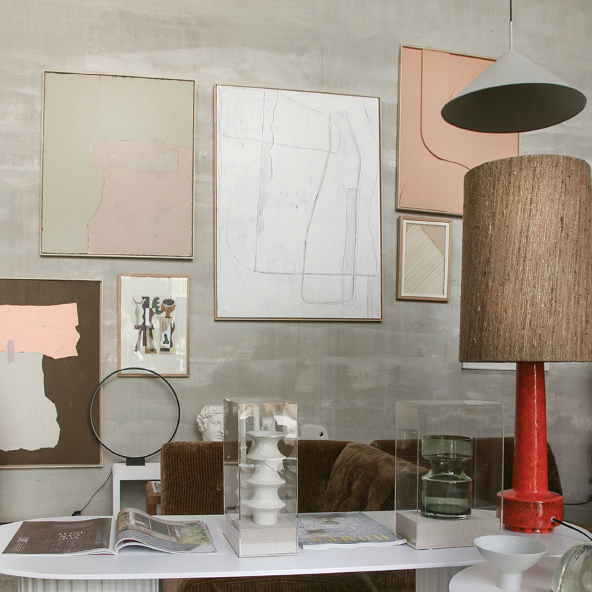 Pied de lampe rétro en grès rouge - HKliving - The Cool Republic
