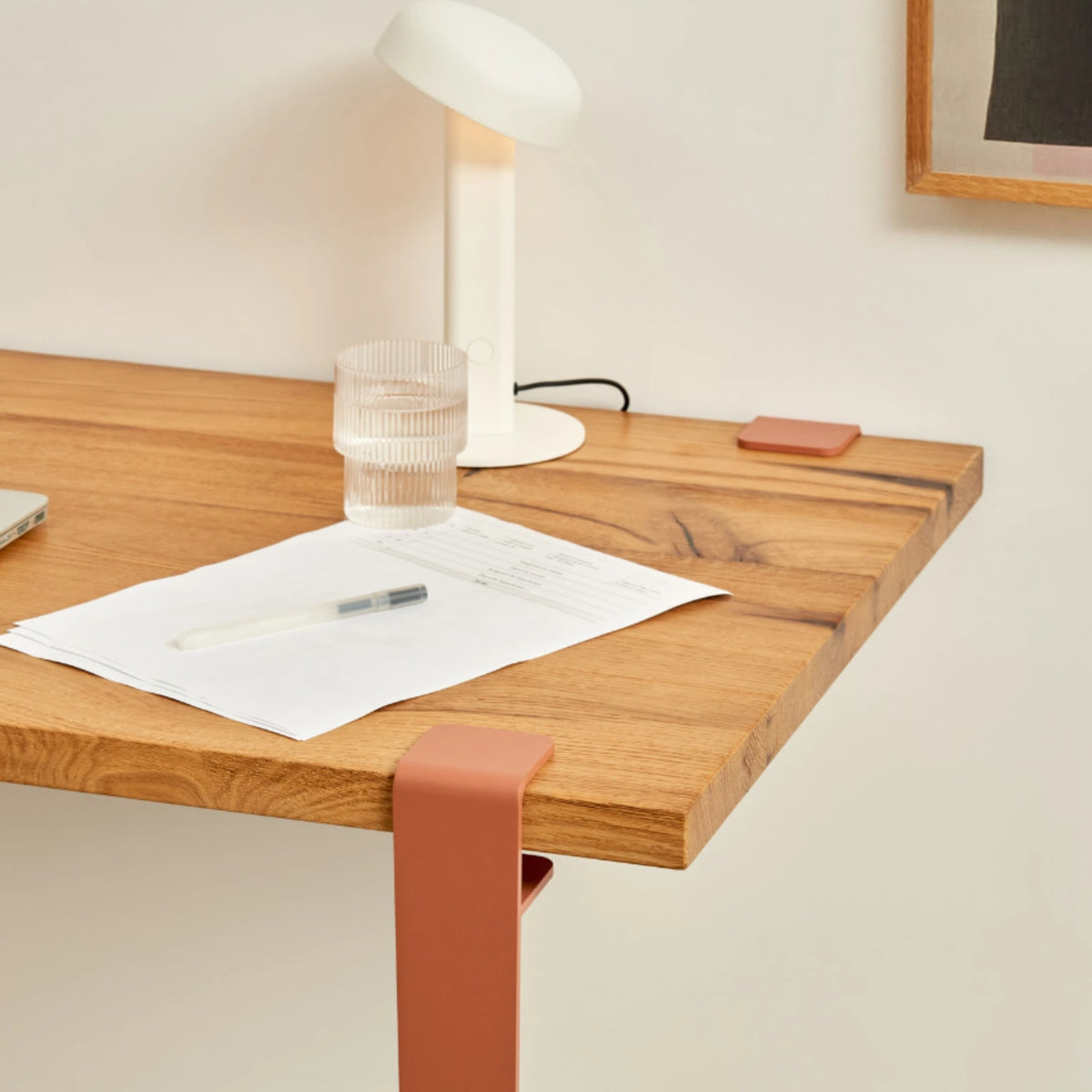 Pied de table haute en acier thermolaqué brun cannelle 75cm - TIPTOE