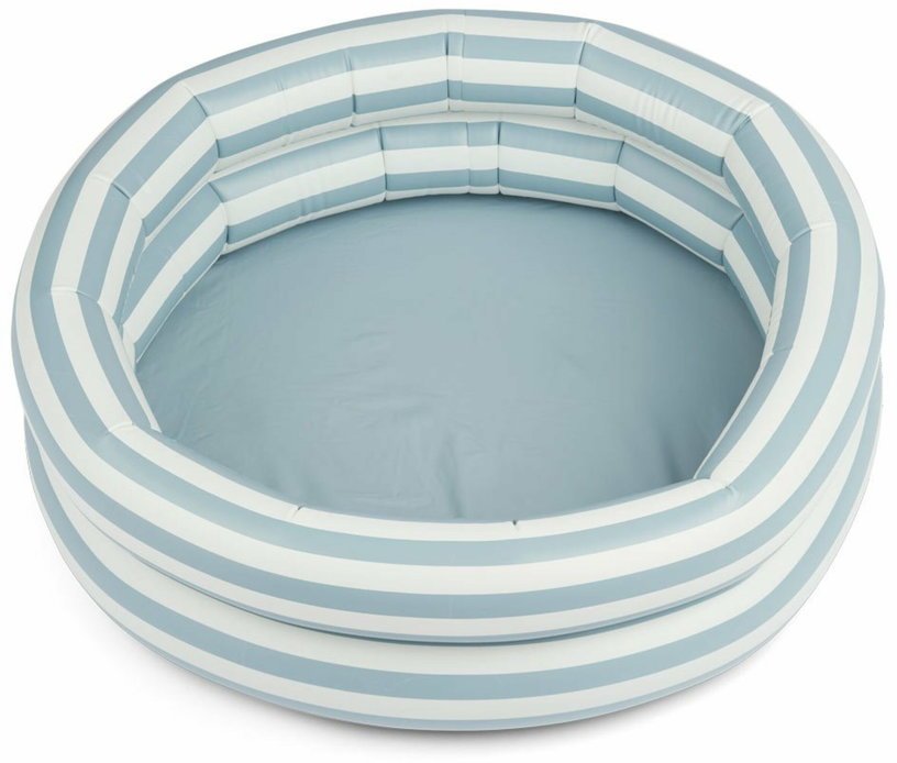 Piscine enfant gonflable rayée bleu mer et blanc crème Leonore - Liewood - The Cool Republic
