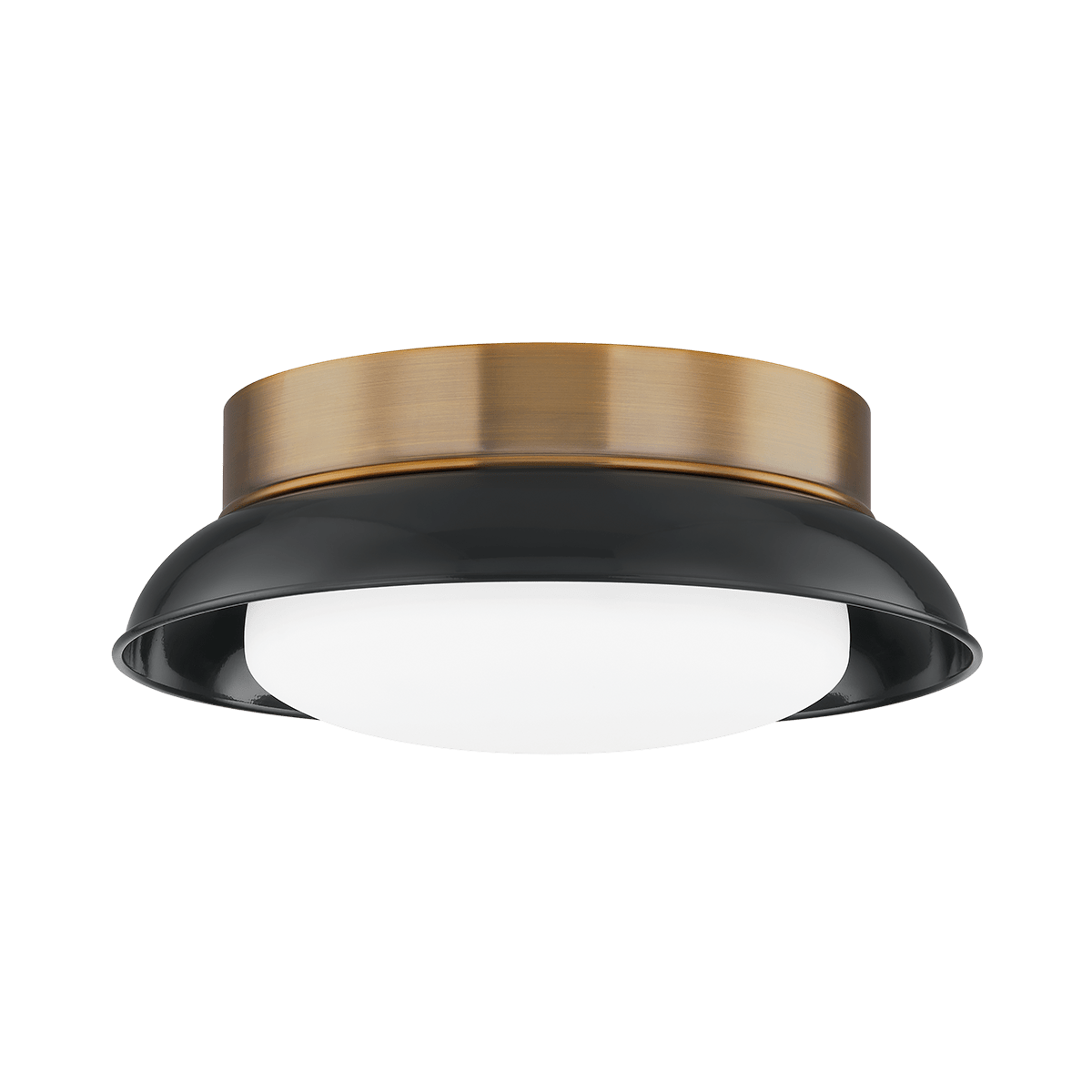 Plafonnier en acier laiton patiné et noir brillant 36x13cm Arnie - Troy Lighting - The Cool Republic