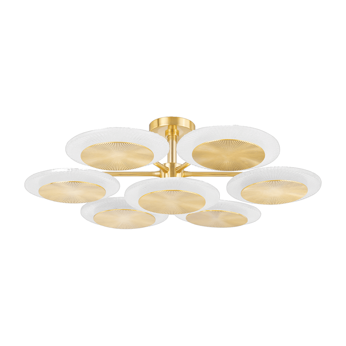 Plafonnier en acier laiton poli ancien 96x26cm Topaz - Corbett Lighting - The Cool Republic