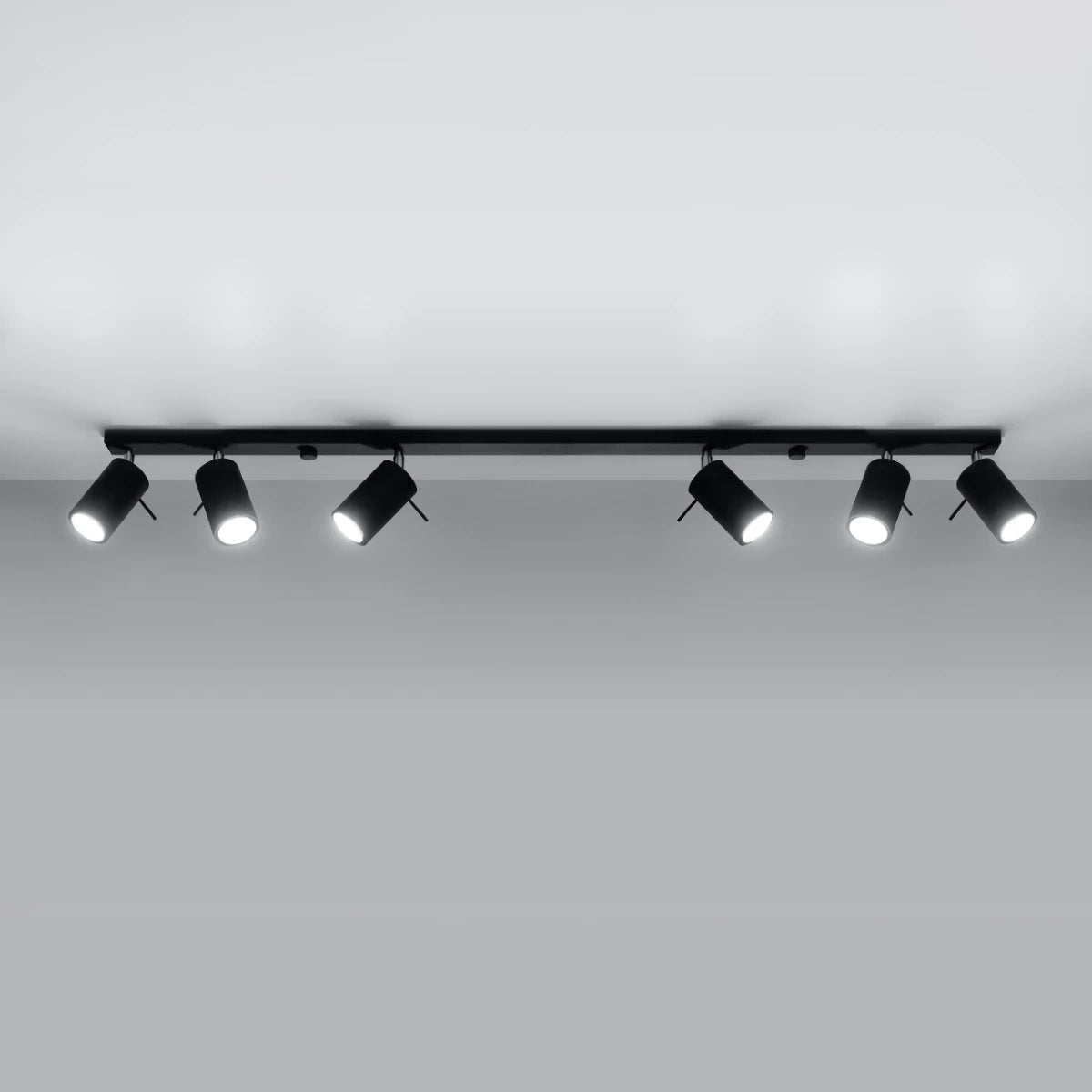 Plafonnier en acier noir 118x6x16cm Ring 6L - Sollux - The Cool Republic