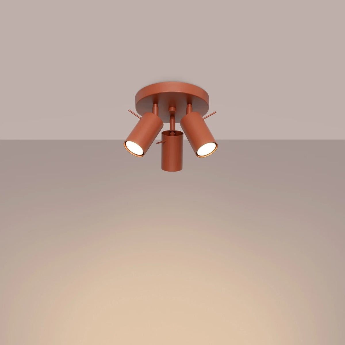 Plafonnier en acier rouge ocre 20x18cm Ring 3P - Sollux - The Cool Republic
