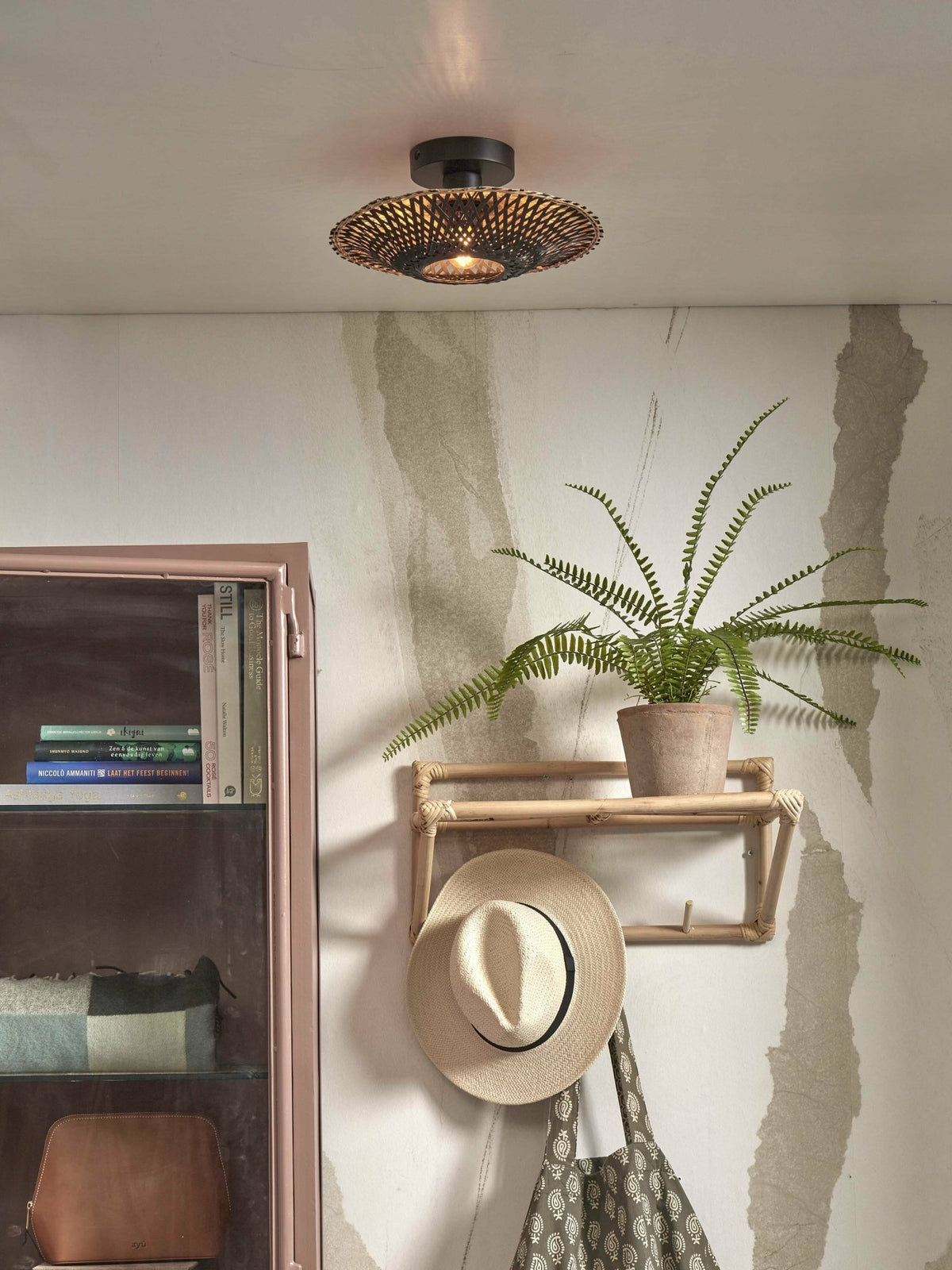 Plafonnier en bambou noir 30x8 cm Kalimantan - Good & Mojo - The Cool Republic