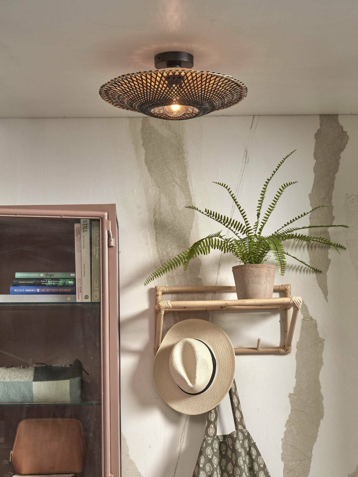 Plafonnier en bambou noir et naturel 44x12 cm Kalimantan - Good & Mojo - The Cool Republic