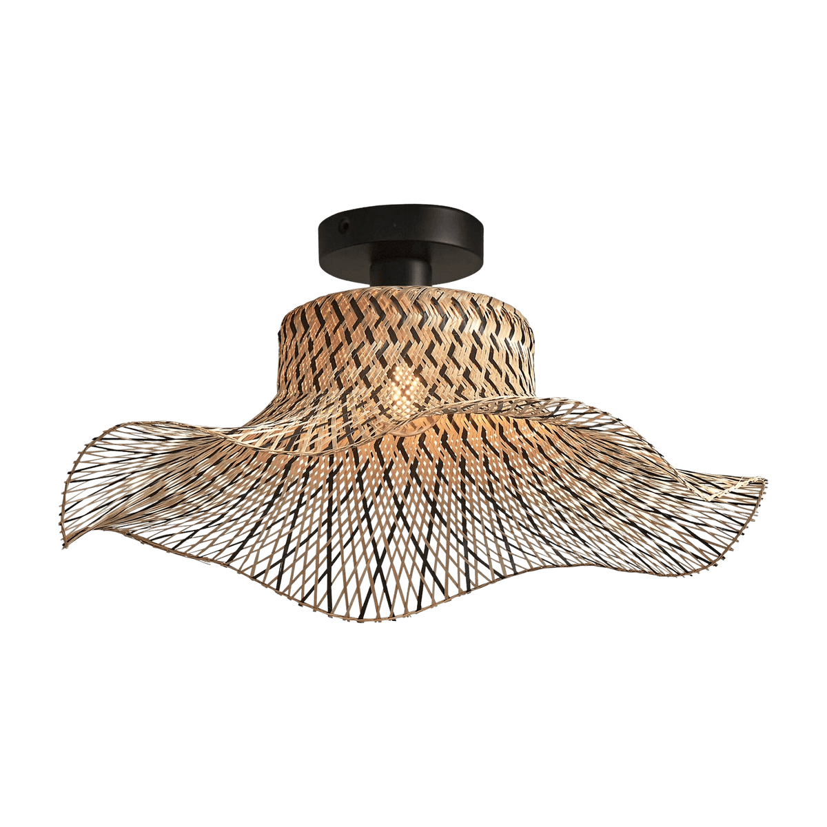 Plafonnier en bambou noir et naturel 50x15 cm Ibiza - Good & Mojo - The Cool Republic