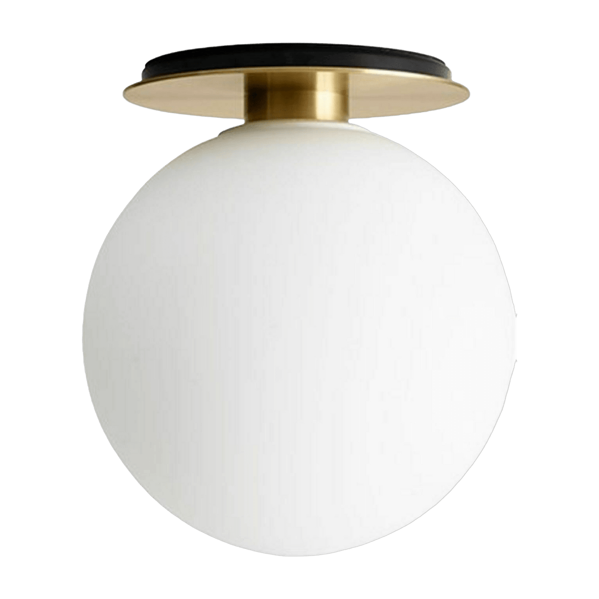 Plafonnier en verre opale blanc et acier poudré doré Tim Rundle - Audo - The Cool Republic