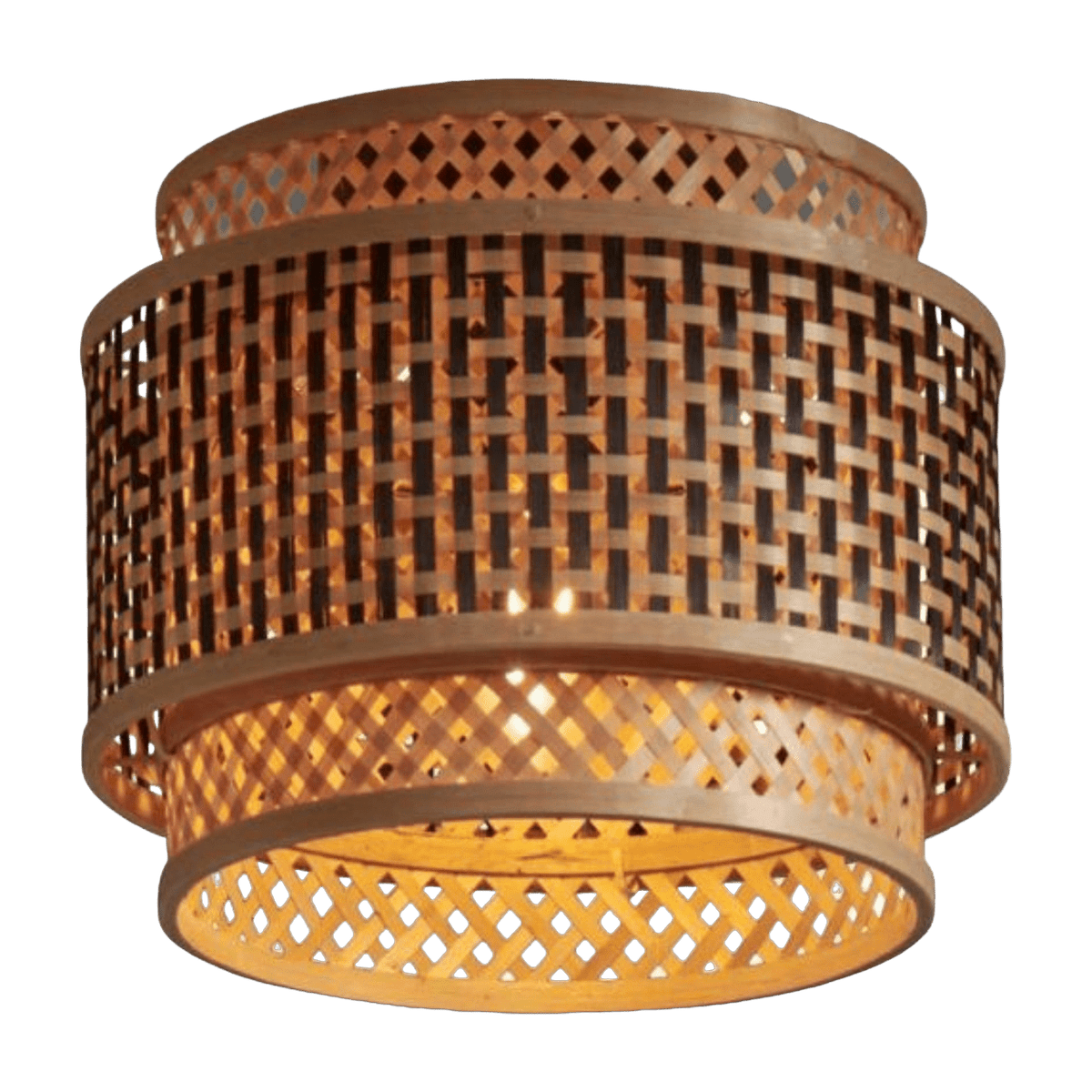 Plafonnier rond en bambou noir et naturel 25x20 cm Bambou - Good & Mojo - The Cool Republic