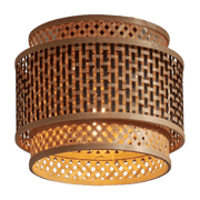 Plafonnier rond en bambou noir et naturel 25x20 cm Bambou - Good & Mojo - The Cool Republic