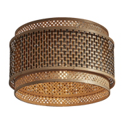 Plafonnier rond en bambou noir et naturel 40x25 cm Bhutan - Good & Mojo - The Cool Republic