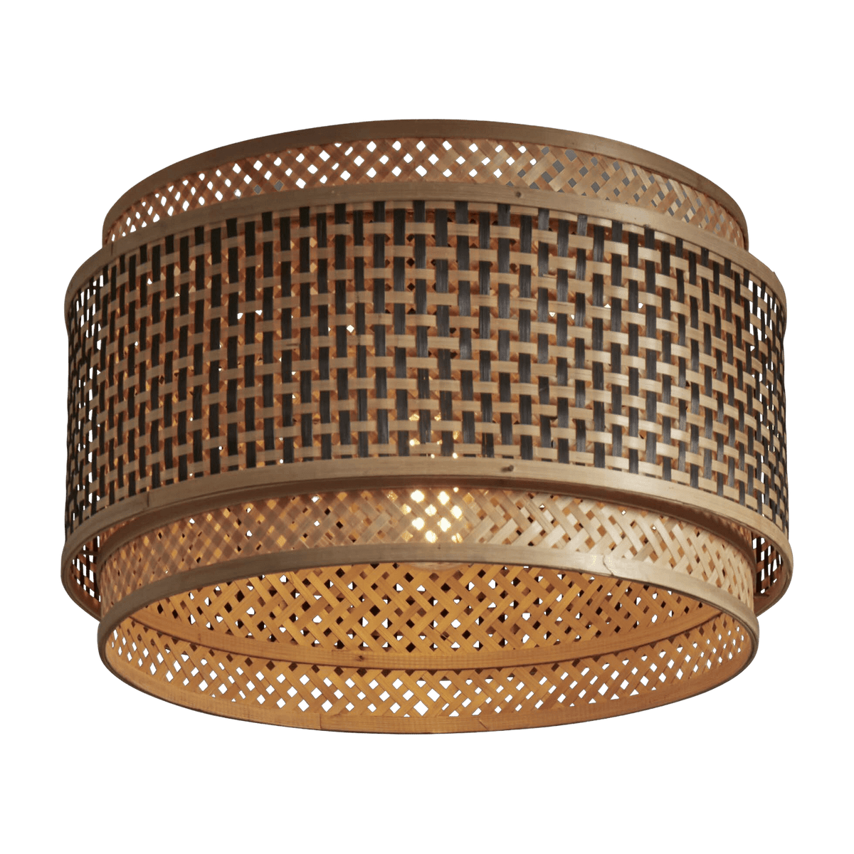 Plafonnier rond en bambou noir et naturel 40x25 cm Bhutan - Good & Mojo - The Cool Republic
