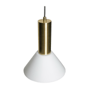 Plafonnier rond en laiton brun et verre blanc Contrast 25cm - Hübsch - The Cool Republic