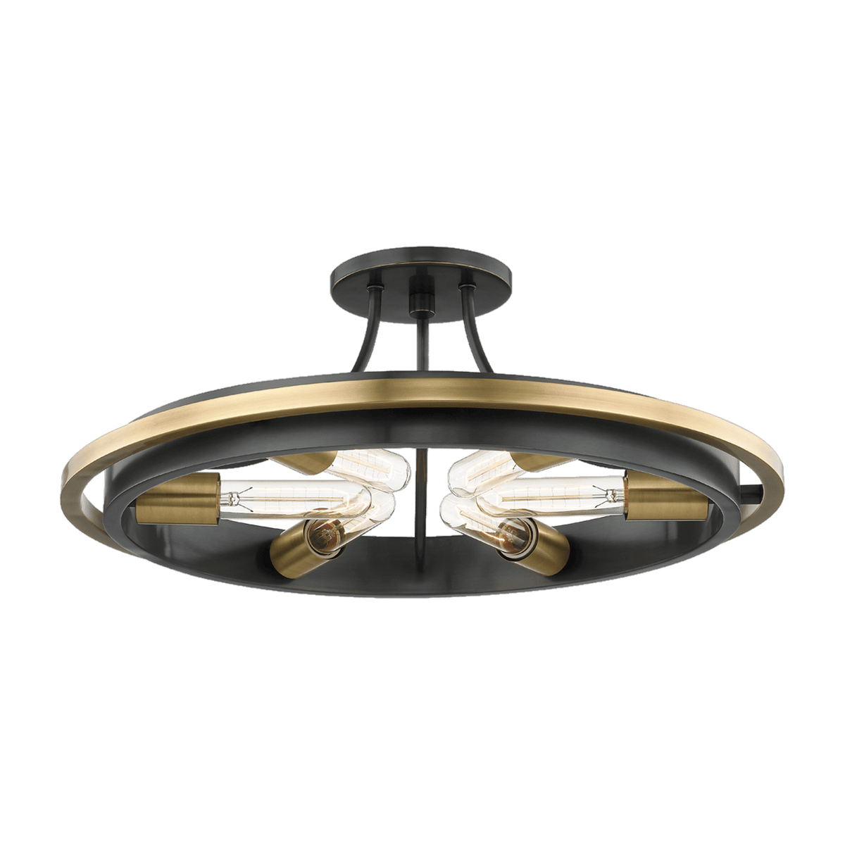 Plafonnier semi-encastré en acier laiton vieilli et bronze ancien 20cm Chambers - Hudson Valley Lighting - The Cool Republic