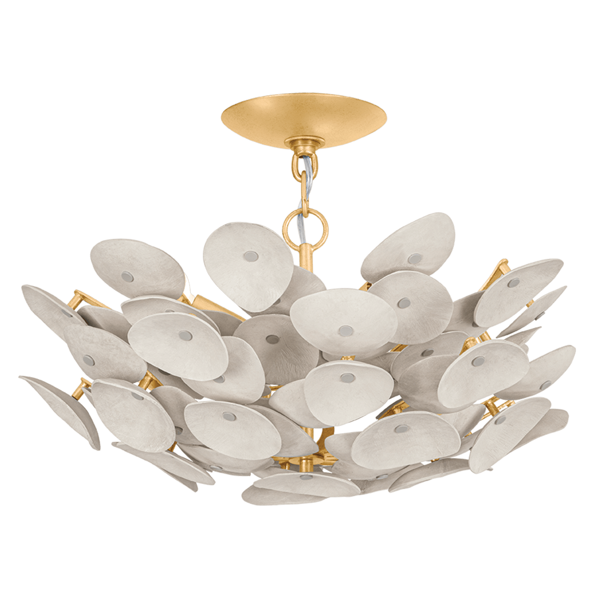 Plafonnier semi-encastré en fer feuille d'or ancienne 51x36cm Aimi - Corbett Lighting - The Cool Republic