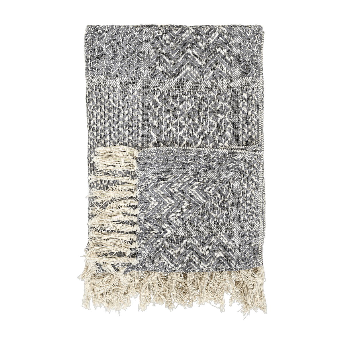 Plaid à motifs en coton recyclé gris Rodion - Bloomingville - The Cool Republic