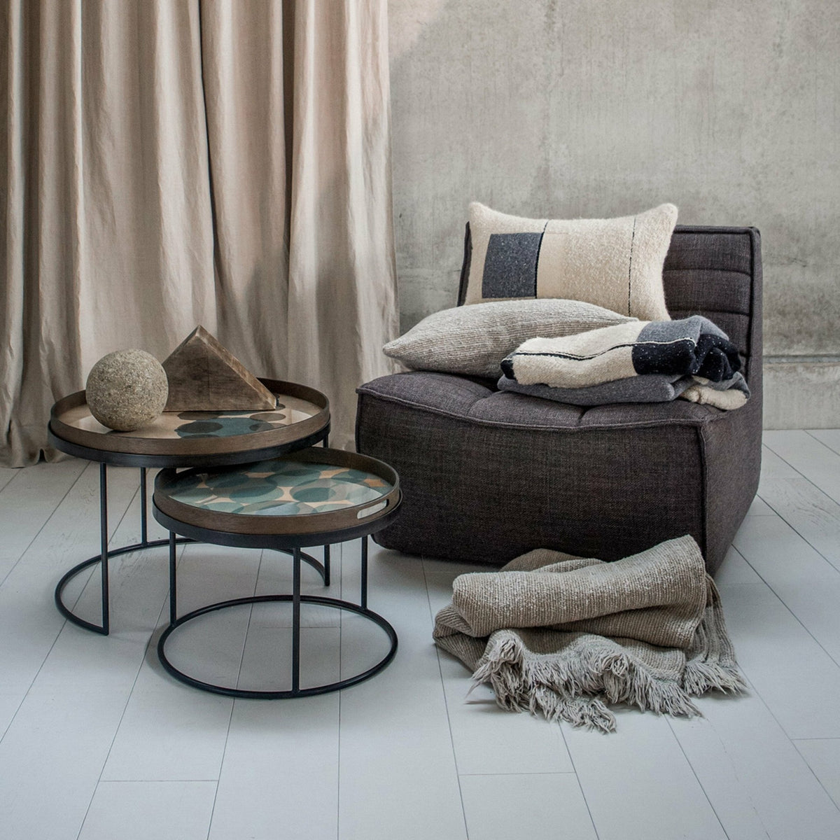 Plaid en coton beige et gris - Ethnicraft Accessories - The Cool Republic
